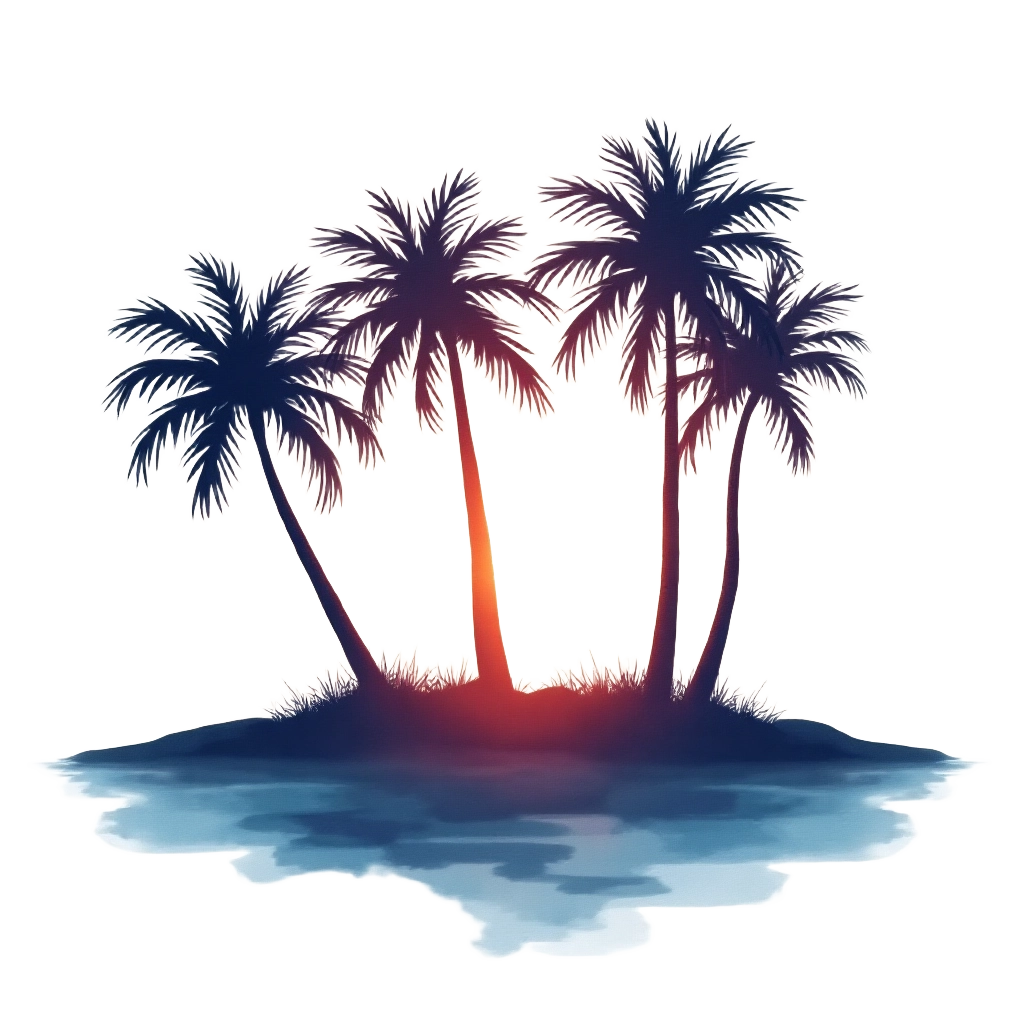 Tropical Island Silhouette